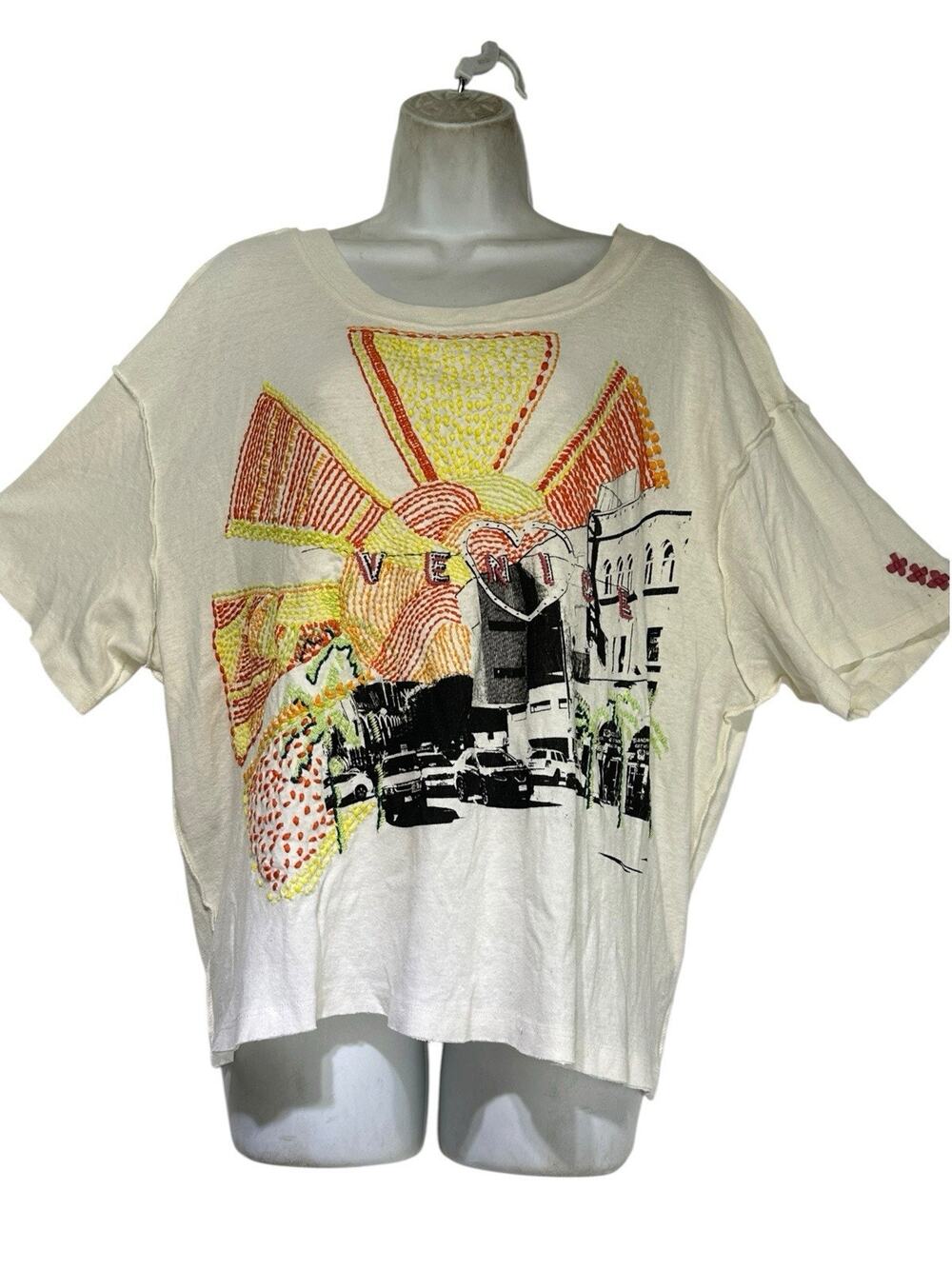 We The Free Women’s Size M Venice Beach Embroidered Graphic Oversized T Shirt